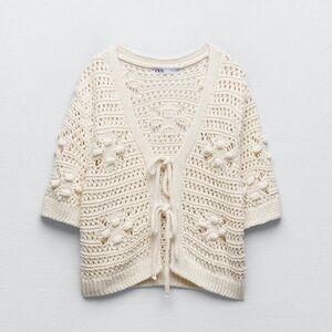 Zara short sleeve knit tie sweater